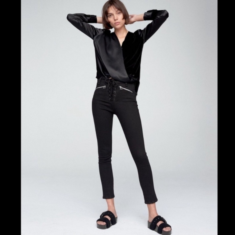 Rag & Bone Gia Black Lace-Up Skinny Jeans